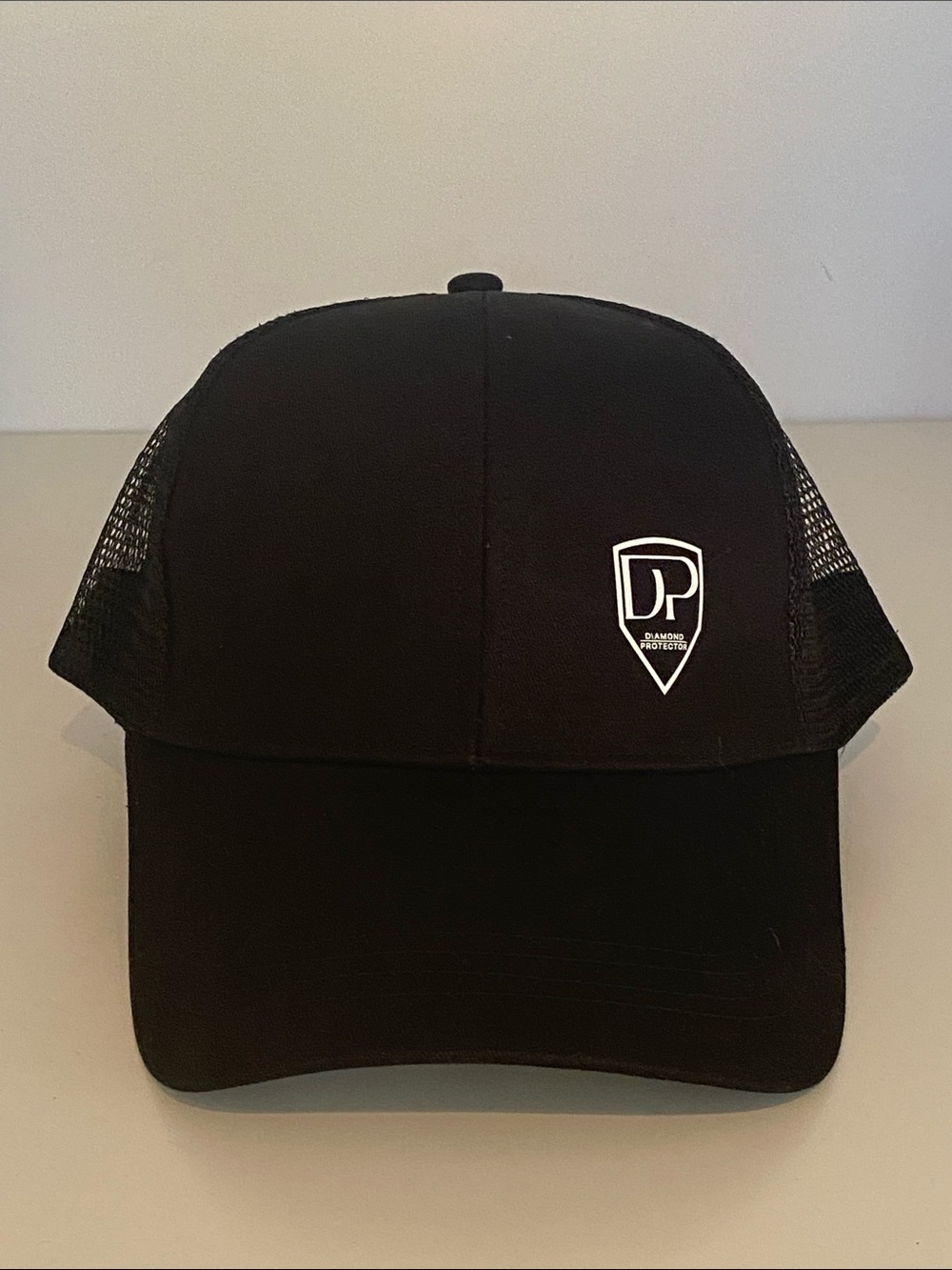 Mens Black Baseball Cap with White Shield Logo - NWOT